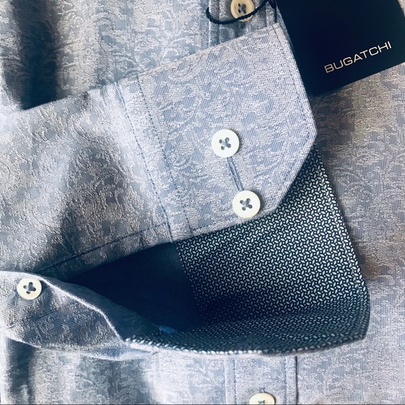 New Bugatchi Floral Tech Long-Sleeve Sport Shirt - Picture 15 of 17